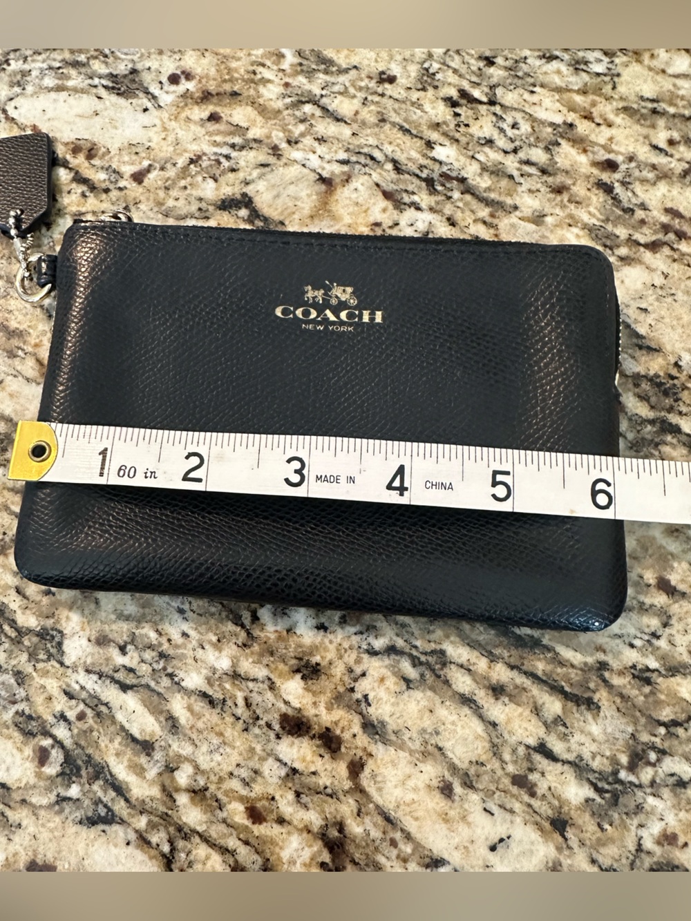 Coach Black Leather Zip Pouch with Gold Logo - Picture 2 of 4